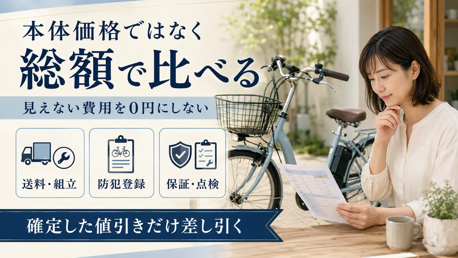 電動自転車の本体価格に送料や整備費を足して総額を計算する方法