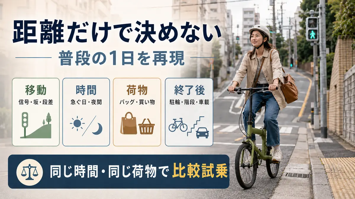 ミニベロの実用性を距離ではなくルートと荷物で確認する方法