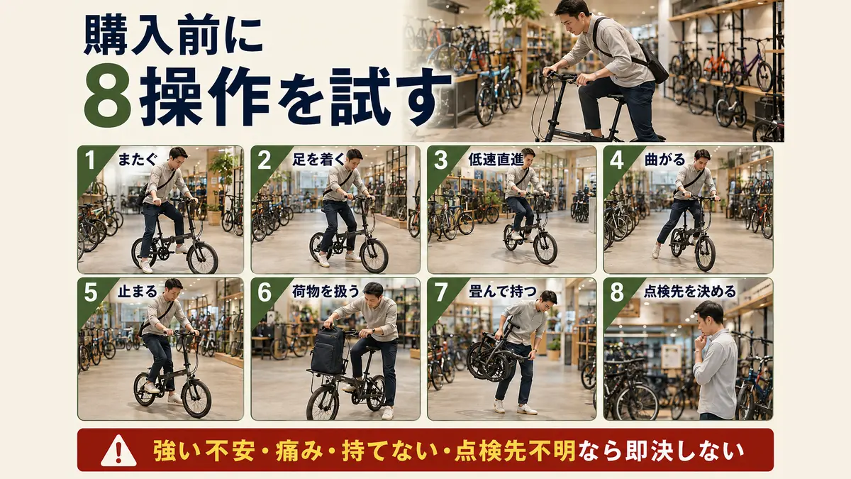 ミニベロ購入前に行う8操作と買わない停止条件