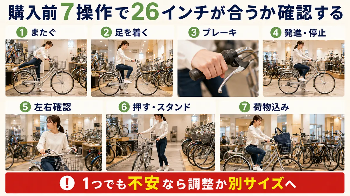 26インチ自転車の購入前に確認する7つの操作