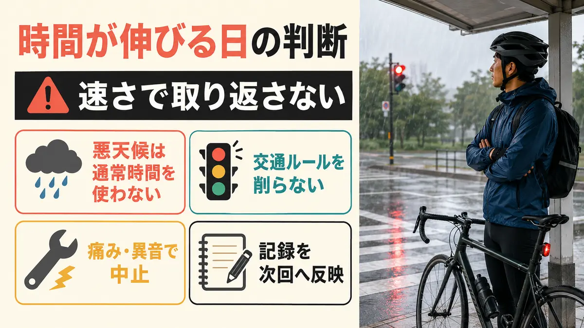 自転車の所要時間が伸びる日の安全判断
