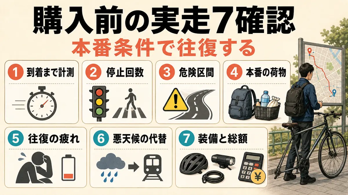 10キロ自転車通勤通学の購入前実走7確認