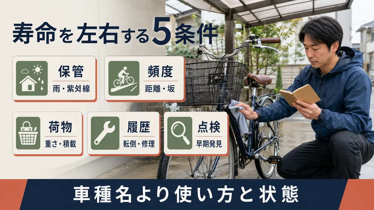 自転車の寿命を左右する保管・雨・走行頻度・荷物・点検の条件