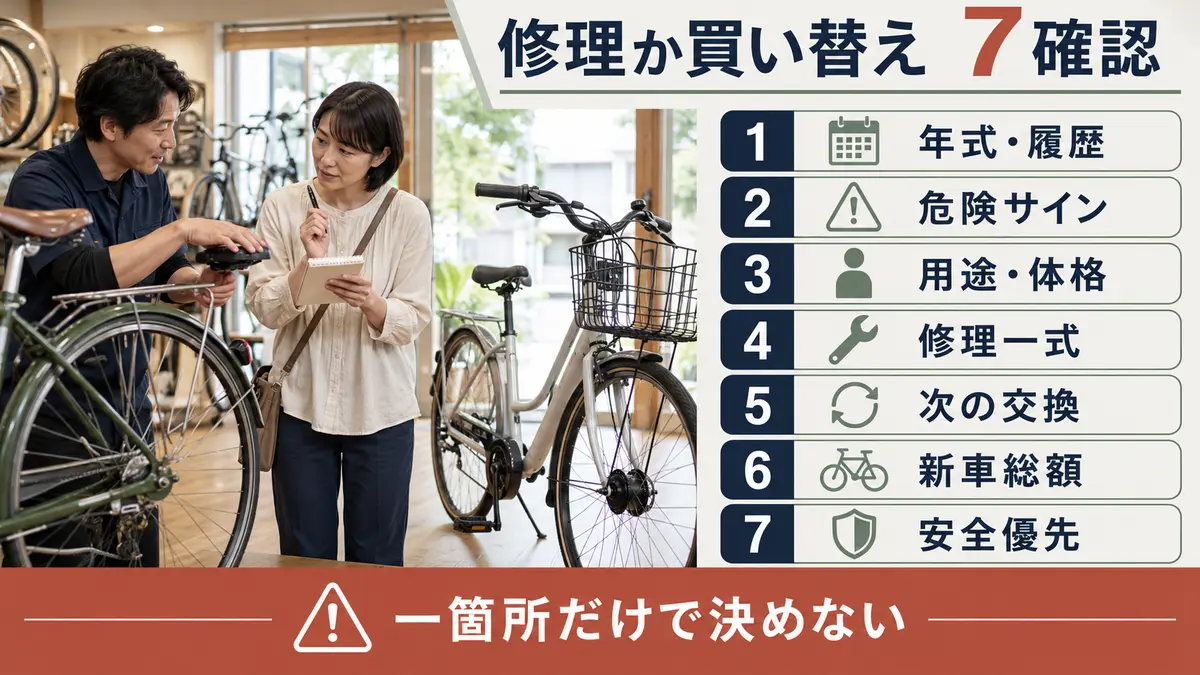 自転車を修理するか買い替えるかを決める7つの確認手順