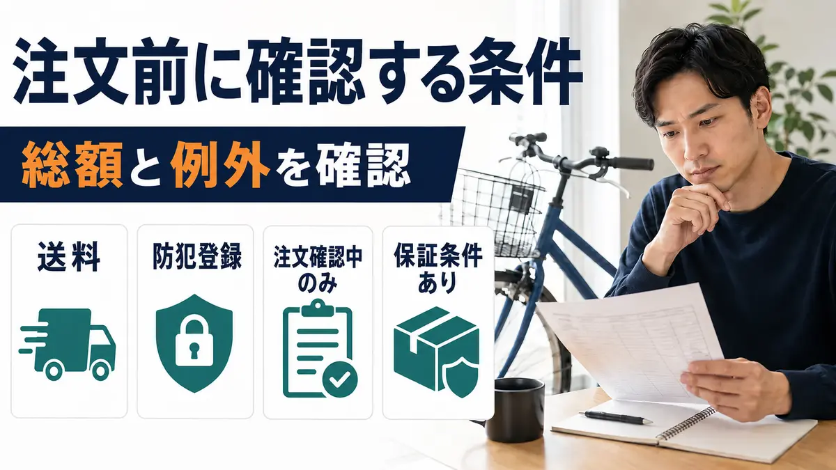 サイマで注文前に確認する送料・防犯登録・キャンセル・保証条件