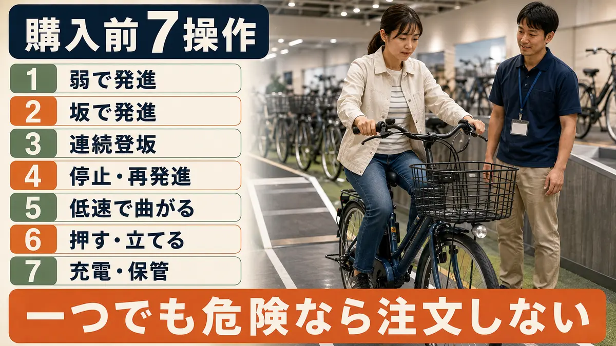 電動自転車を購入前に確認する7操作の図