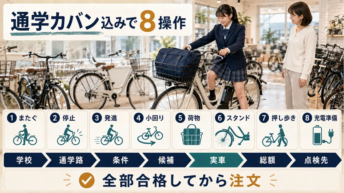 通学用電動自転車の8操作テストと購入までの7ステップ
