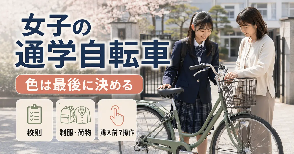 女子高校生と保護者が通学自転車を校則・制服・荷物・7操作で選ぶ記事アイキャッチ