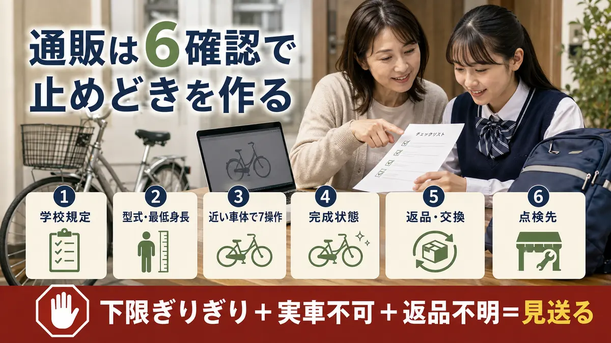 高校生の自転車を通販で買う前の6ステップと停止条件