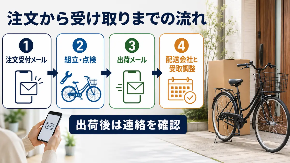 注文受付から配送会社との受け取り調整までの4段階