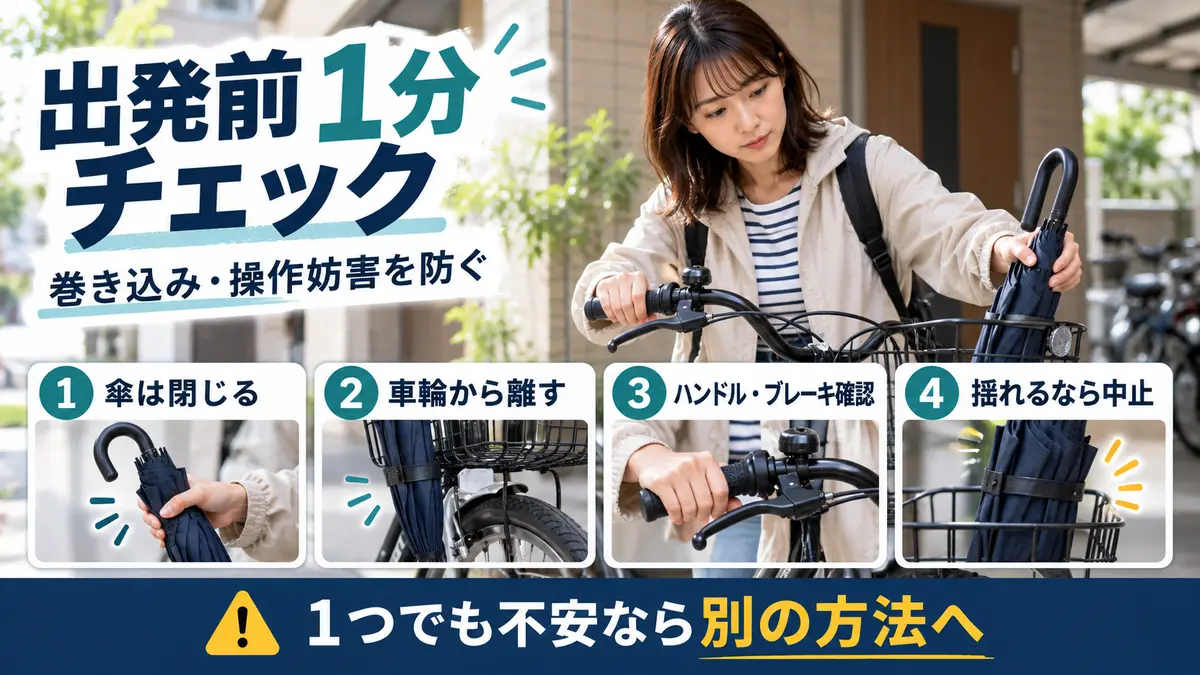 自転車で傘を運ぶ前に行う1分安全チェック